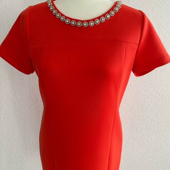 Elegant Bright Orange Short Sleeve Dress - Picture 2 of 5